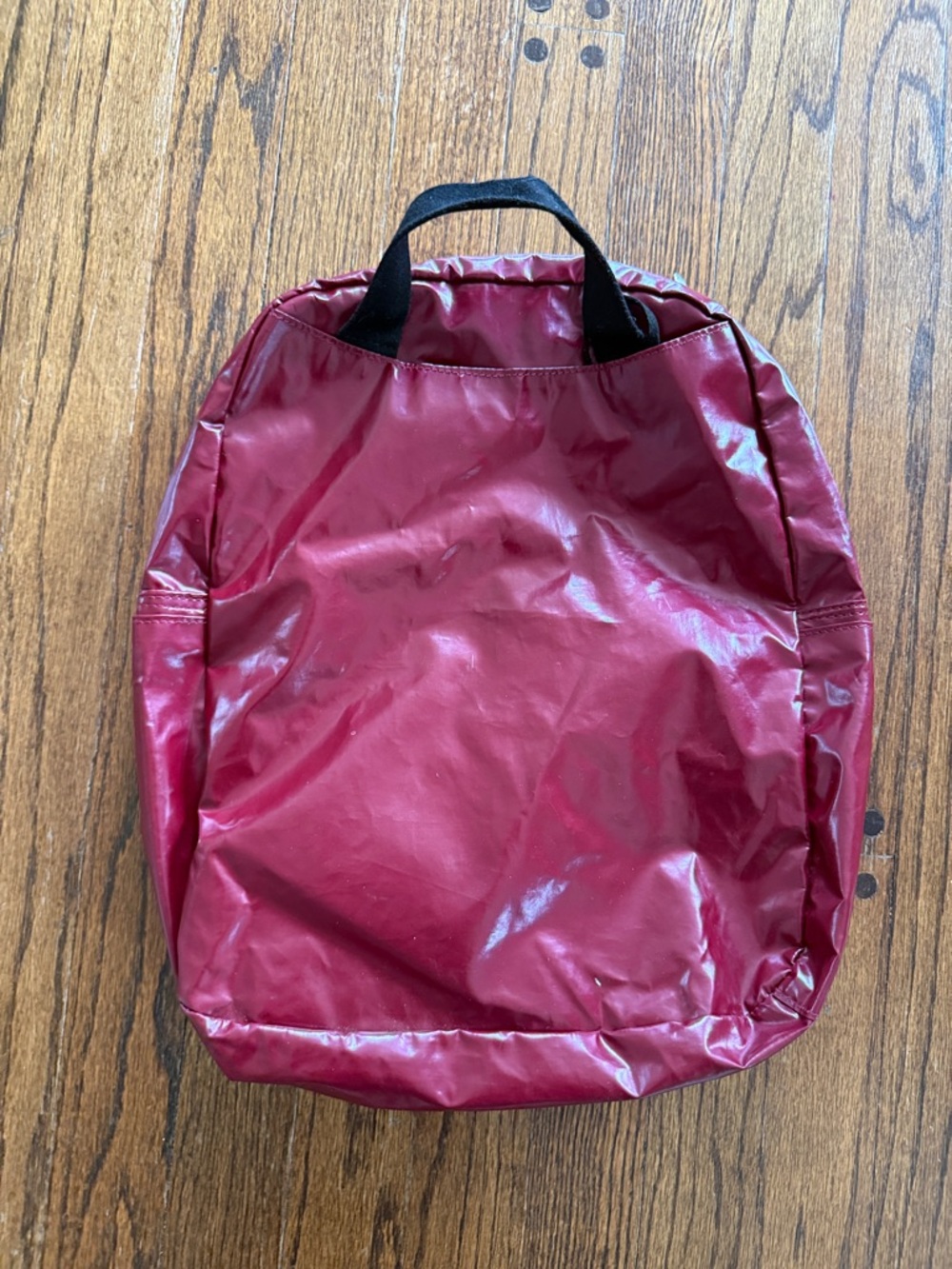 Jack Gomme light Lami Shiny metallic Burgundy Tote Backpack designer